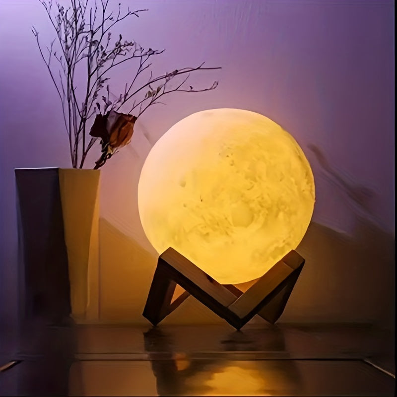 Ilumine Seus Momentos com a Lâmpada 3D da Lua - Decoração Artística e Encantadora para Seu Quarto ou Presente Especial! Dia das Mães